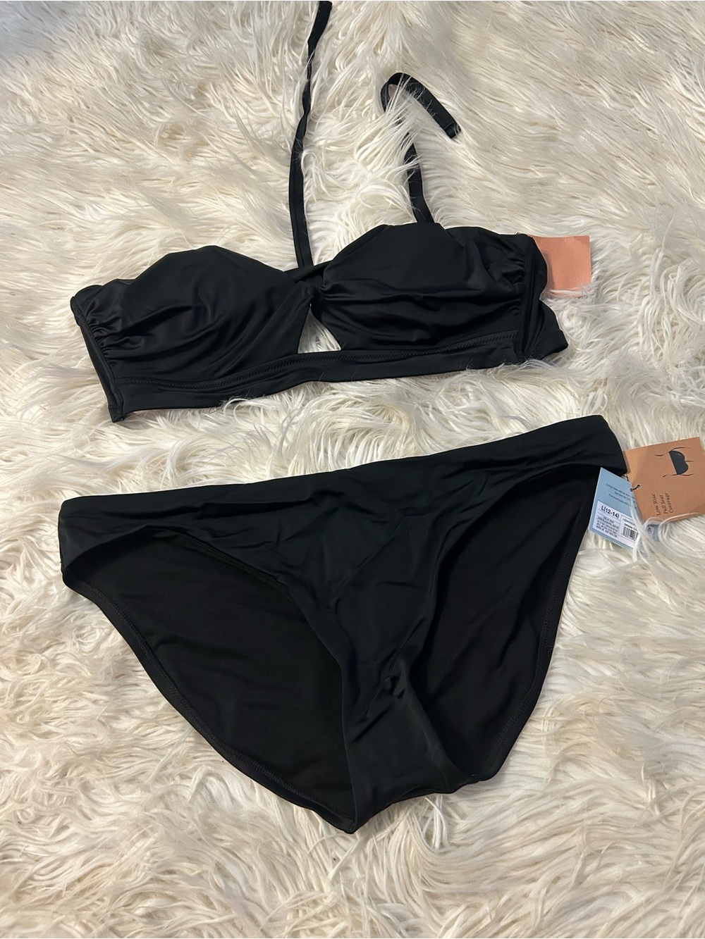 Women’s Black Bandeau Bikini Set - Classic Two-Piece Swim